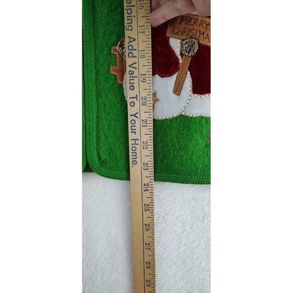 Lisa International Boiled Wool Green Vest sz L Christmas Santa Embellished - Picture 5 of 10